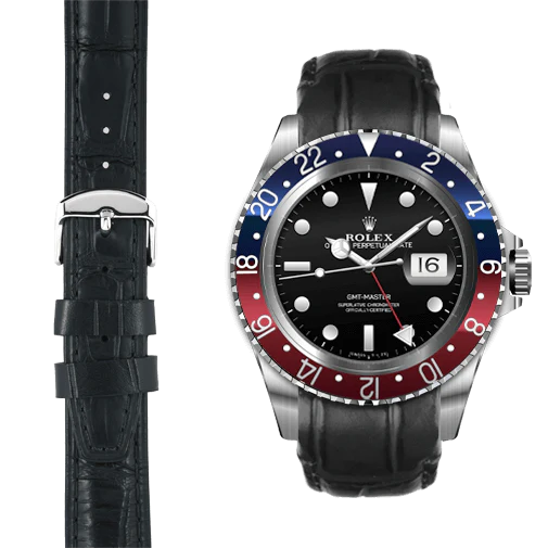 Curved End Leather Strap for Rolex GMT 1675 & 16750 with Tang Buckle - Image 11