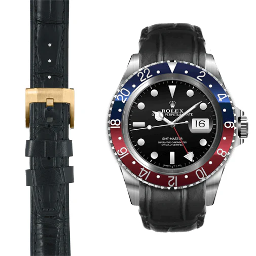 Curved End Leather Strap for Rolex GMT 1675 & 16750 with Tang Buckle - Image 15