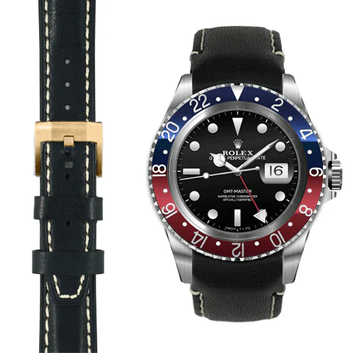 Curved End Leather Strap for Rolex GMT 1675 & 16750 with Tang Buckle - Image 24