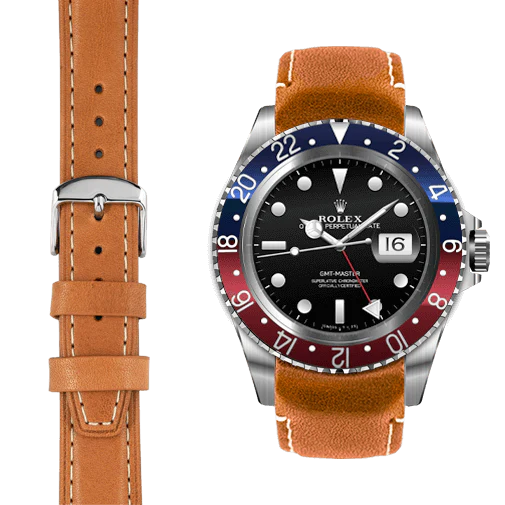 Curved End Leather Strap for Rolex GMT 1675 & 16750 with Tang Buckle - Image 29