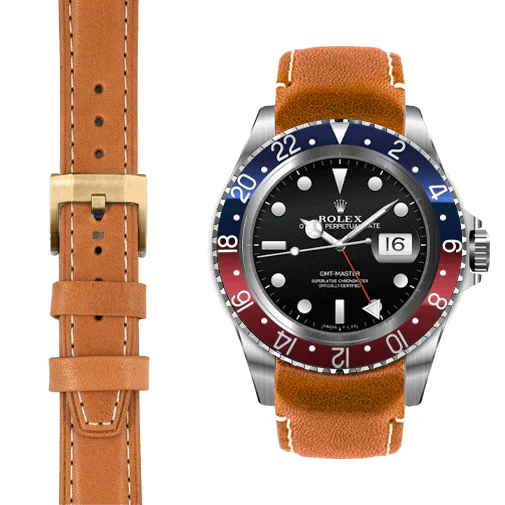 Curved End Leather Strap for Rolex GMT 1675 & 16750 with Tang Buckle - Image 34