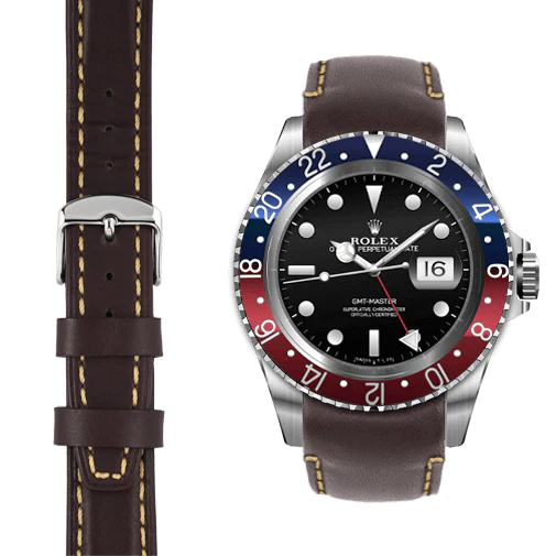 Curved End Leather Strap for Rolex GMT 1675 & 16750 with Tang Buckle - Image 39
