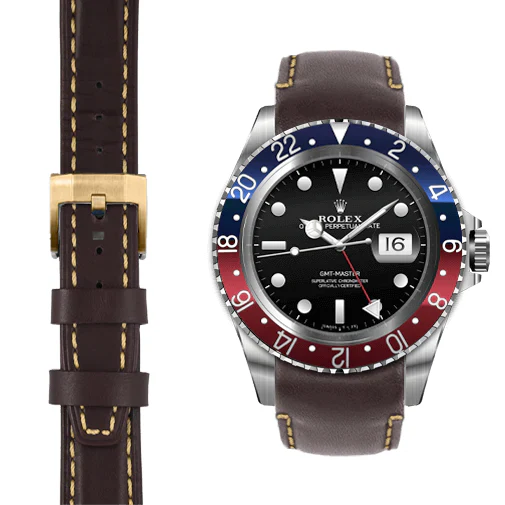 Curved End Leather Strap for Rolex GMT 1675 & 16750 with Tang Buckle - Image 44