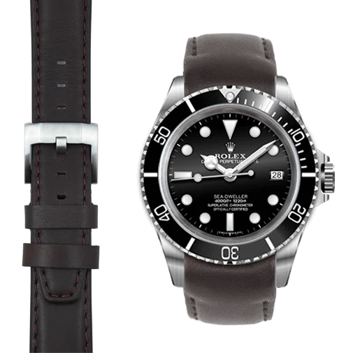 Curved End Leather Strap for Rolex Sea-Dweller with Tang Buckle - Image 11