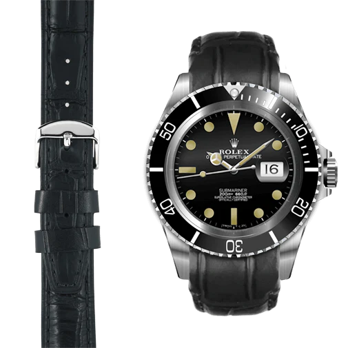 Curved End Leather Strap for Rolex Submariner with Tang Buckle - Image 11