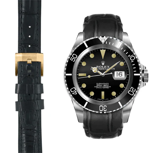 Curved End Leather Strap for Rolex Submariner with Tang Buckle - Image 15