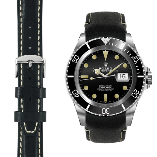 Curved End Leather Strap for Rolex Submariner with Tang Buckle - Image 19