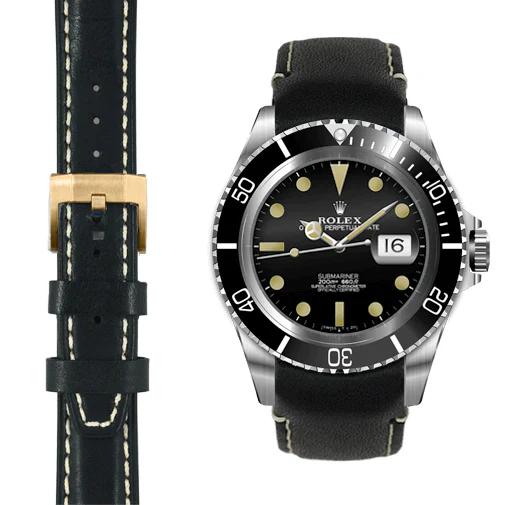Curved End Leather Strap for Rolex Submariner with Tang Buckle - Image 24