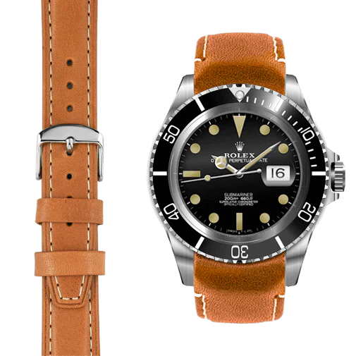 Curved End Leather Strap for Rolex Submariner with Tang Buckle - Image 29