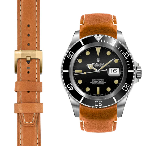 Curved End Leather Strap for Rolex Submariner with Tang Buckle - Image 34