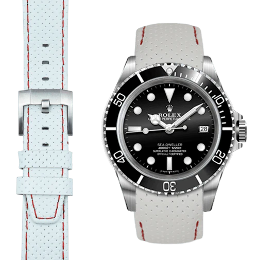 Curved End Racing Leather Strap for Rolex Sea-Dweller with Tang Buckle - Image 5