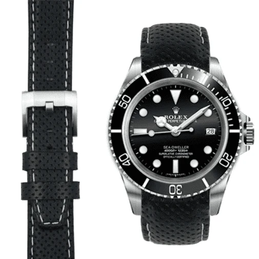 Curved End Racing Leather Strap for Rolex Sea-Dweller with Tang Buckle - Image 8