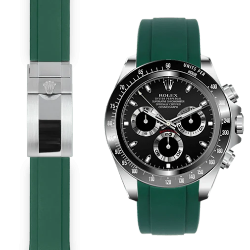 Curved End Rubber Strap for Rolex Ceramic Daytona Deployant - Image 4