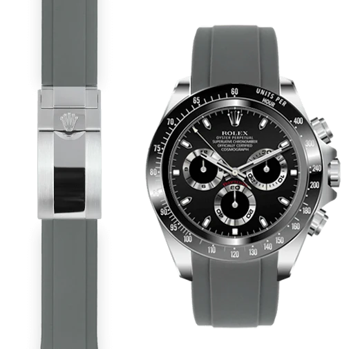 Curved End Rubber Strap for Rolex Ceramic Daytona Deployant - Image 8