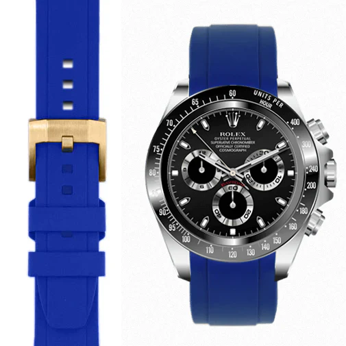 Curved End Rubber Strap for Rolex Ceramic Daytona with Tang Buckle - Image 11