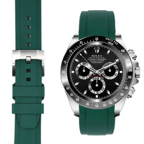 Curved End Rubber Strap for Rolex Ceramic Daytona with Tang Buckle - Image 15