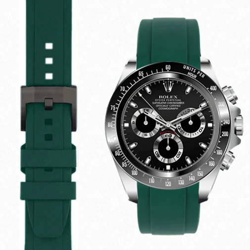 Curved End Rubber Strap for Rolex Ceramic Daytona with Tang Buckle - Image 20