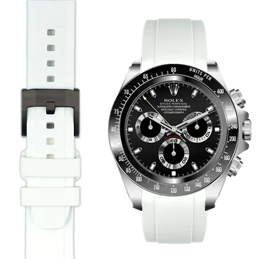 Curved End Rubber Strap for Rolex Ceramic Daytona with Tang Buckle - Image 57