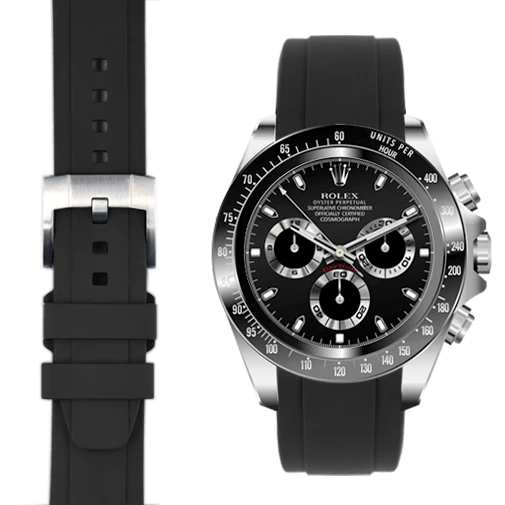 Curved End Rubber Strap for Rolex Ceramic Daytona with Tang Buckle - Image 58