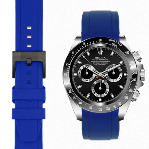 Curved End Rubber Strap for Rolex Ceramic Daytona with Tang Buckle - Image 6