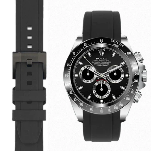 Curved End Rubber Strap for Rolex Ceramic Daytona with Tang Buckle - Image 64