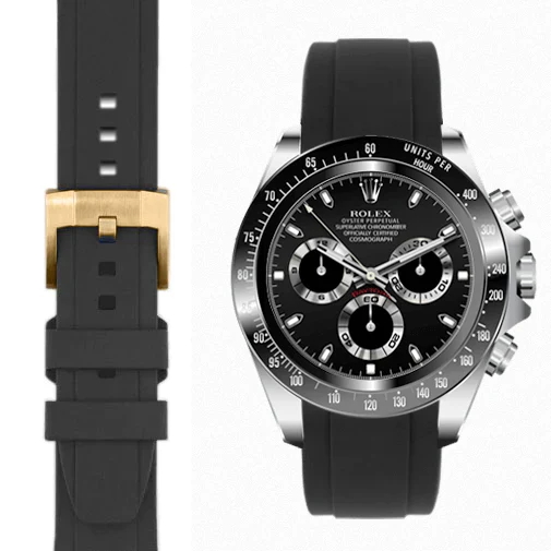 Curved End Rubber Strap for Rolex Ceramic Daytona with Tang Buckle - Image 77