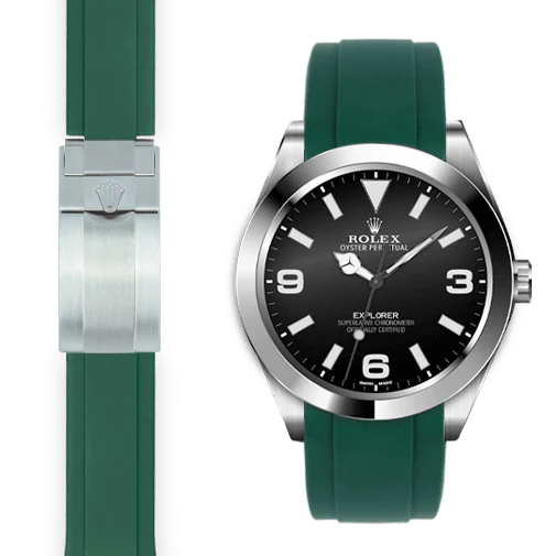 Curved End Rubber Strap for Rolex Explorer I Deployant - Image 4