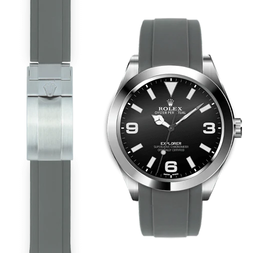 Curved End Rubber Strap for Rolex Explorer I Deployant - Image 8