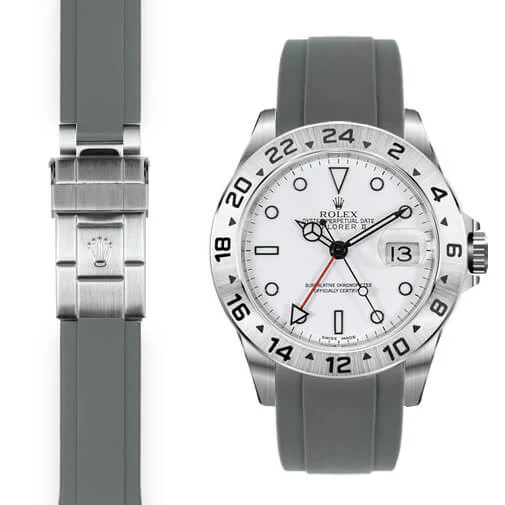 Curved End Rubber Strap for Rolex Explorer II Deployant - Image 8