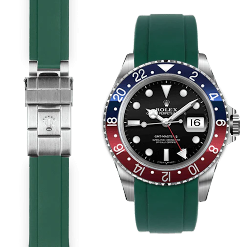 Curved End Rubber Strap for Rolex GMT Master I & II Deployant - Image 4