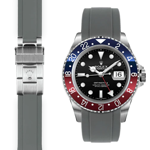 Curved End Rubber Strap for Rolex GMT Master I & II Deployant - Image 8
