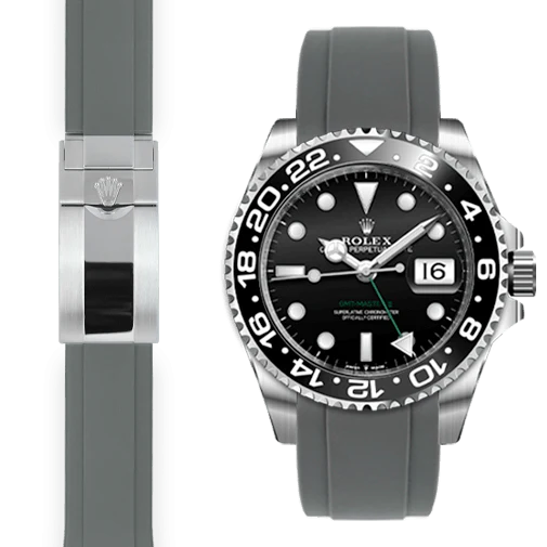 Curved End Rubber Strap for Rolex GMT Master II Ceramic Deployant - Image 8