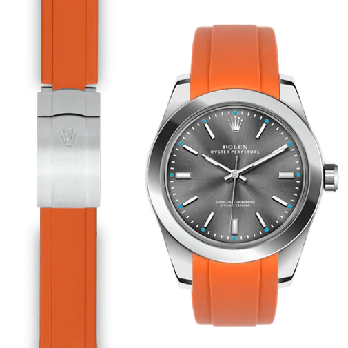 Curved End Rubber Strap for Rolex Oyster Perpetual 39mm Deployant - Image 5