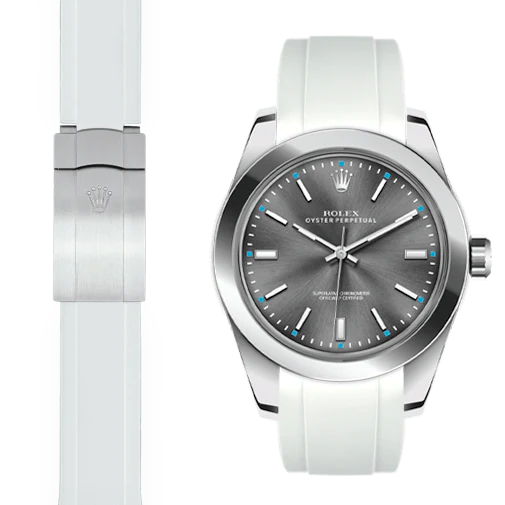 Curved End Rubber Strap for Rolex Oyster Perpetual 39mm Deployant - Image 7