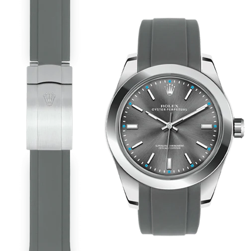 Curved End Rubber Strap for Rolex Oyster Perpetual 39mm Deployant - Image 8