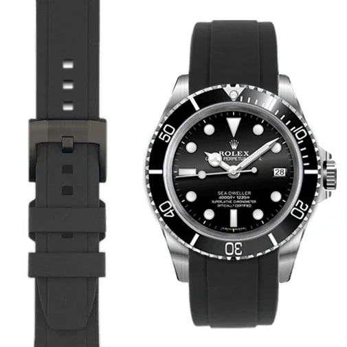 Curved End Rubber Strap for Rolex Sea-Dweller with Tang Buckle - Image 6