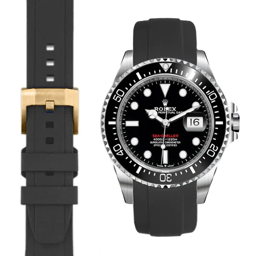 Curved End Rubber Strap for Rolex Sea-Dweller 43mm with Tang Buckle - Image 10