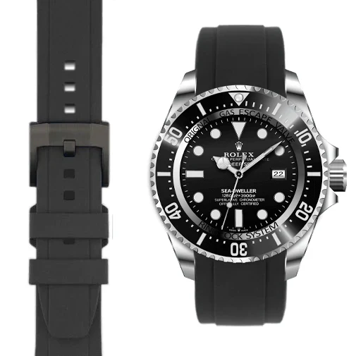 Curved End Rubber Strap for Rolex Deepsea with Tang Buckle - Image 6