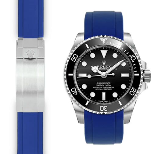 Curved End Rubber Strap for Rolex Sub Ceramic No-Date Deployant - Image 3