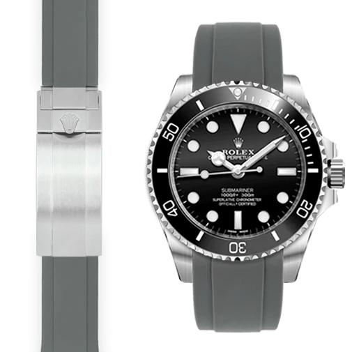 Curved End Rubber Strap for Rolex Sub Ceramic No-Date Deployant - Image 4