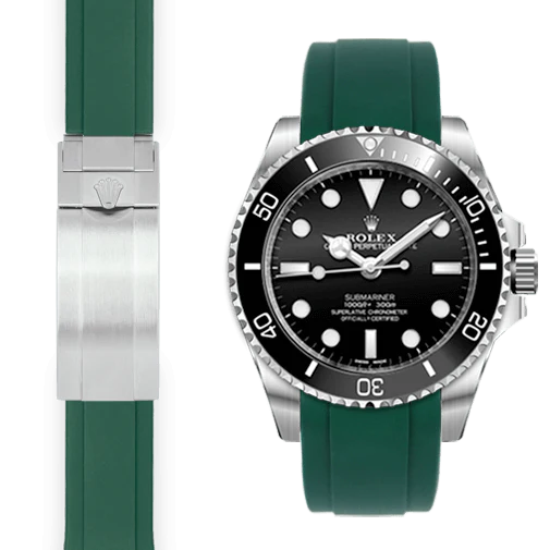 Curved End Rubber Strap for Rolex Sub Ceramic No-Date Deployant - Image 5