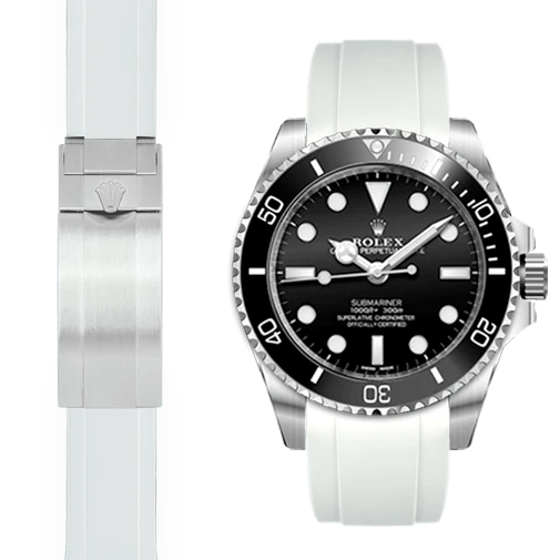 Curved End Rubber Strap for Rolex Sub Ceramic No-Date Deployant - Image 8
