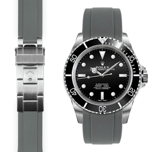 Curved End Rubber Strap for Rolex Submariner No-Date Deployant - Image 8