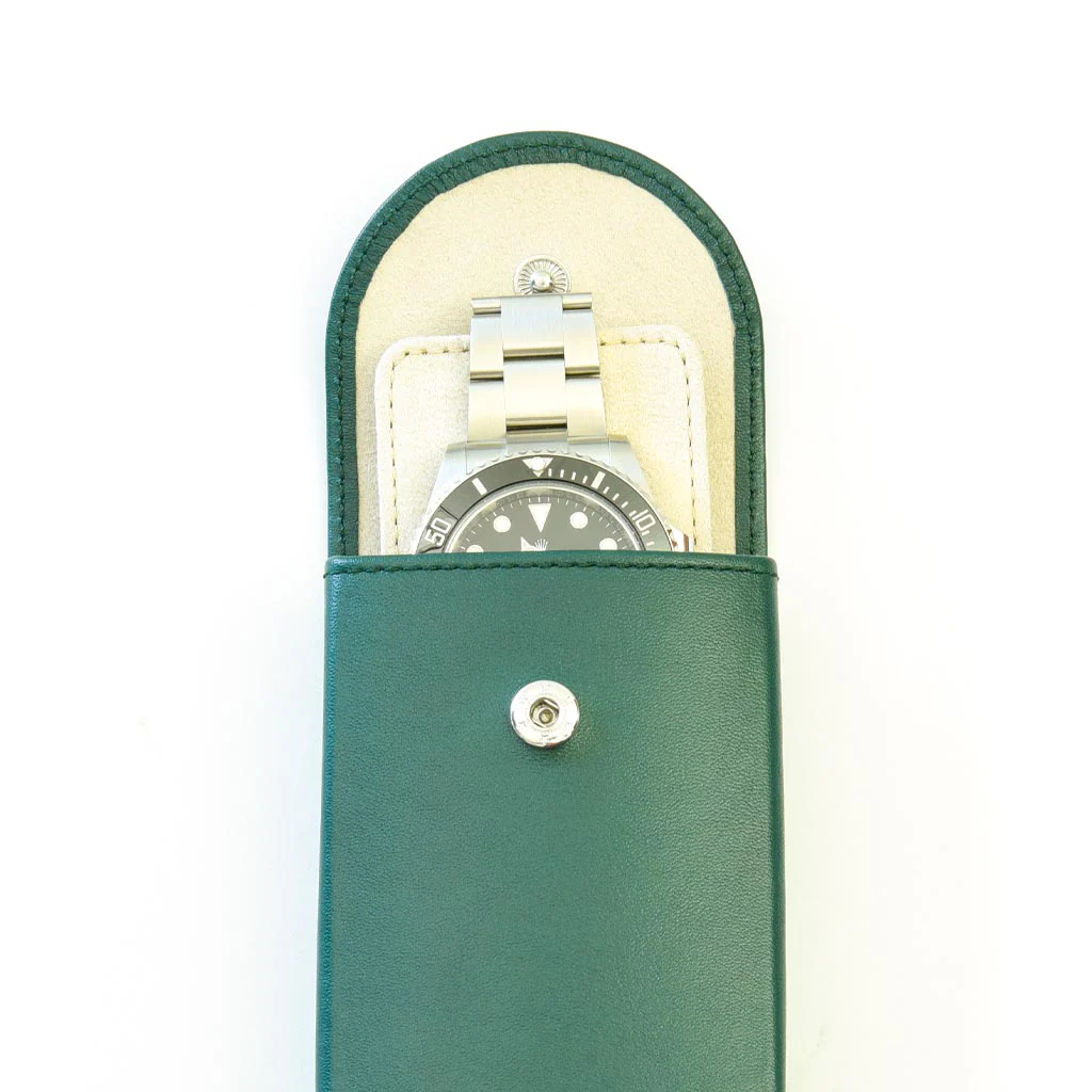 Luxury Calf Leather Watch Storage & Travel Pouch with Microfiber Interior - Image 3