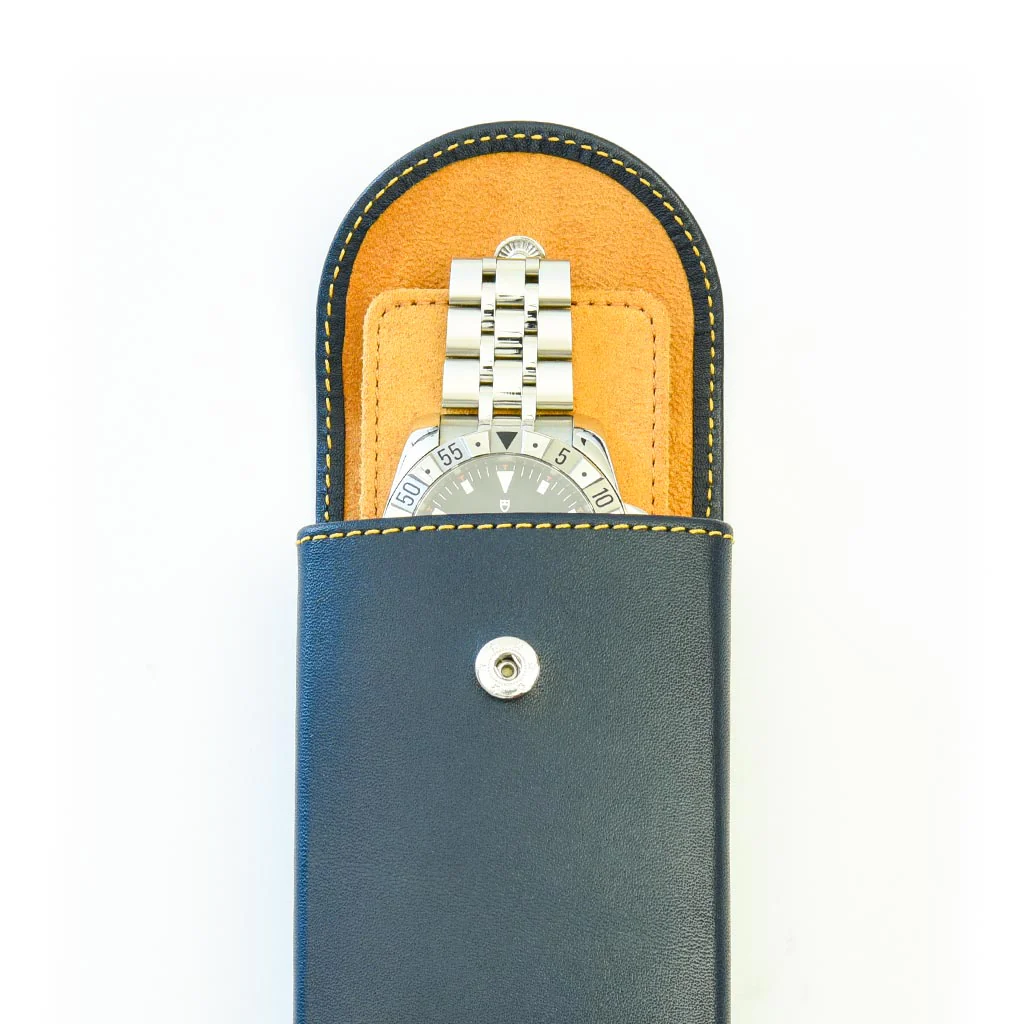 Luxury Calf Leather Watch Storage & Travel Pouch with Microfiber Interior - Image 5