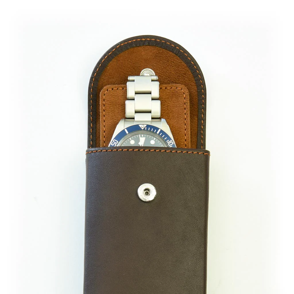 Luxury Calf Leather Watch Storage & Travel Pouch with Microfiber Interior - Image 7